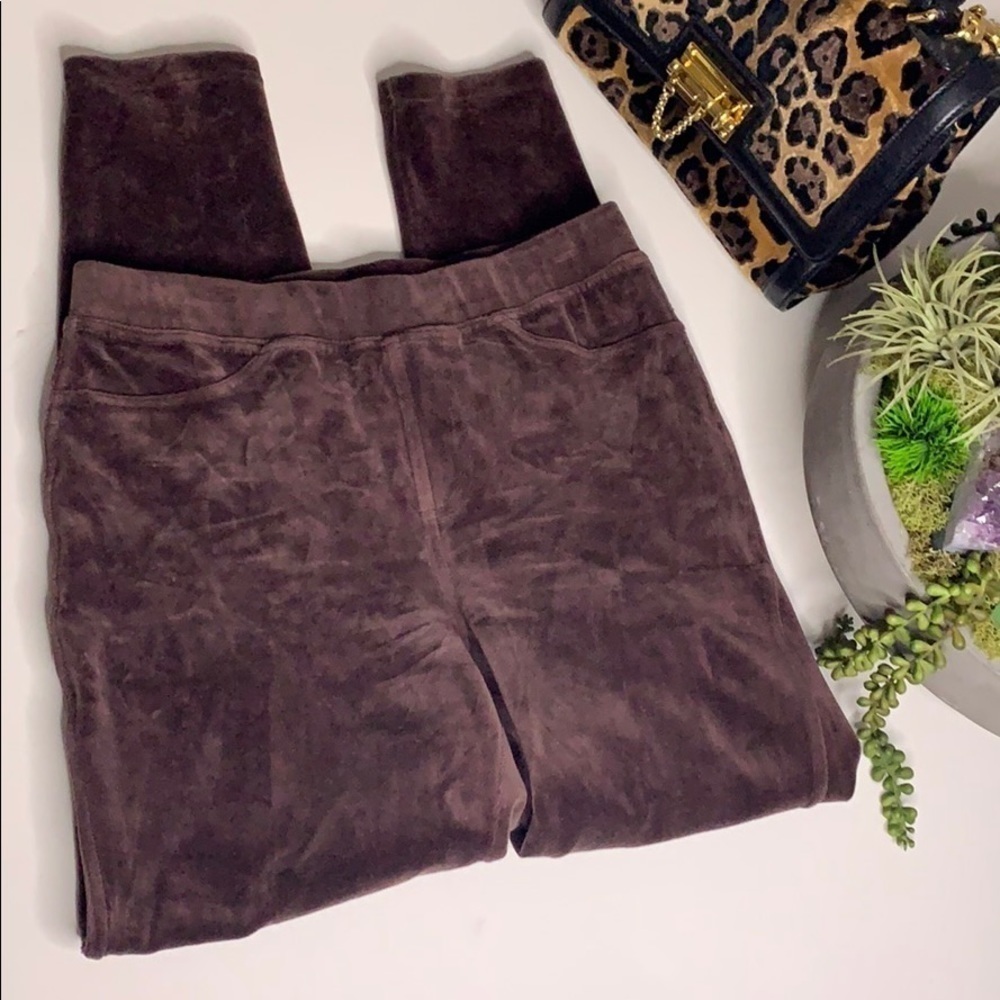 Ashro Brown Velour Stretch Straight Leg Legging Small women’s